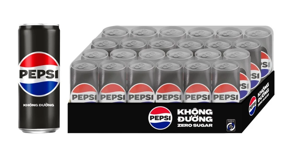  Nước Uống Có Gaz Pepsi Không Calo, Không Đường 320ml/lon 