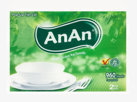  Khăn Ăn AnAn Pop – up Refill  960 tờ  2 lớp 