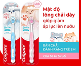  Bàn chải Colgate cho bé 5+ tuổi Fluffy Paw họa tiết thú cưng đáng yêu, lông chải siêu mềm 
