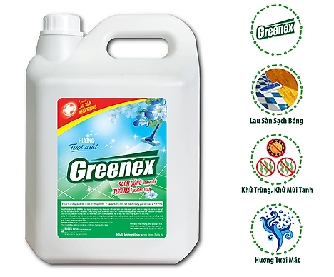  NƯỚC LAU SÀN KHỬ TRÙNG GREENEX HƯƠNG TƯƠI MÁT - CAN 5L 