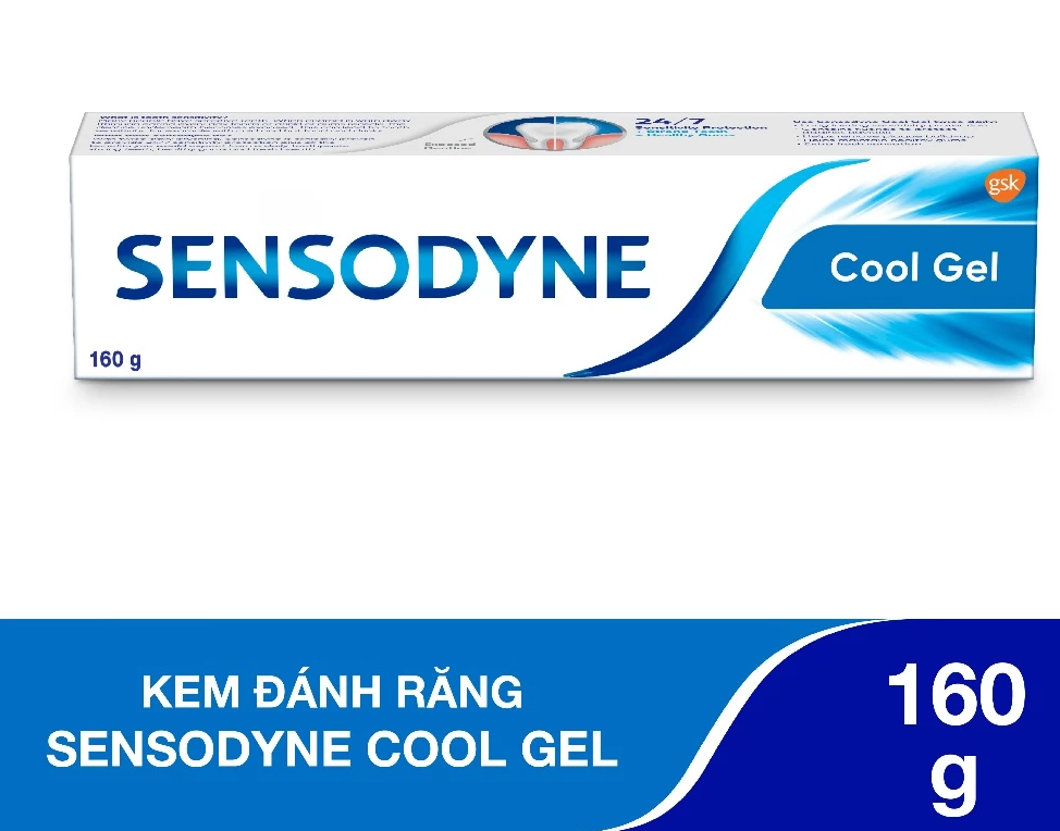  Kem đánh răng SENSODYNE Cool Gel 160g giúp giảm ê buốt hiệu quả với hương bạc hà mát lạnh 