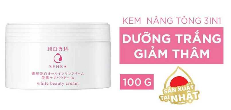  Kem dưỡng trắng da nâng tông 3 trong 1 Senka White Beauty 100g 