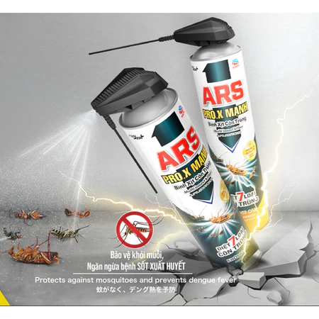  Bình xịt côn trùng ARS PRO.X MẠNH 500 ml Diệt ruồi, muỗi, gián, kiến, bò chét, kiến ba khoang, rệp giường trong gia dụng 