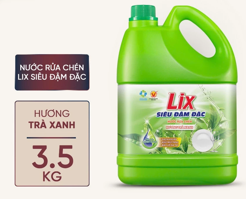 Nước rửa chén LIX siêu đậm đặc trà xanh/chanh 3.5kg 