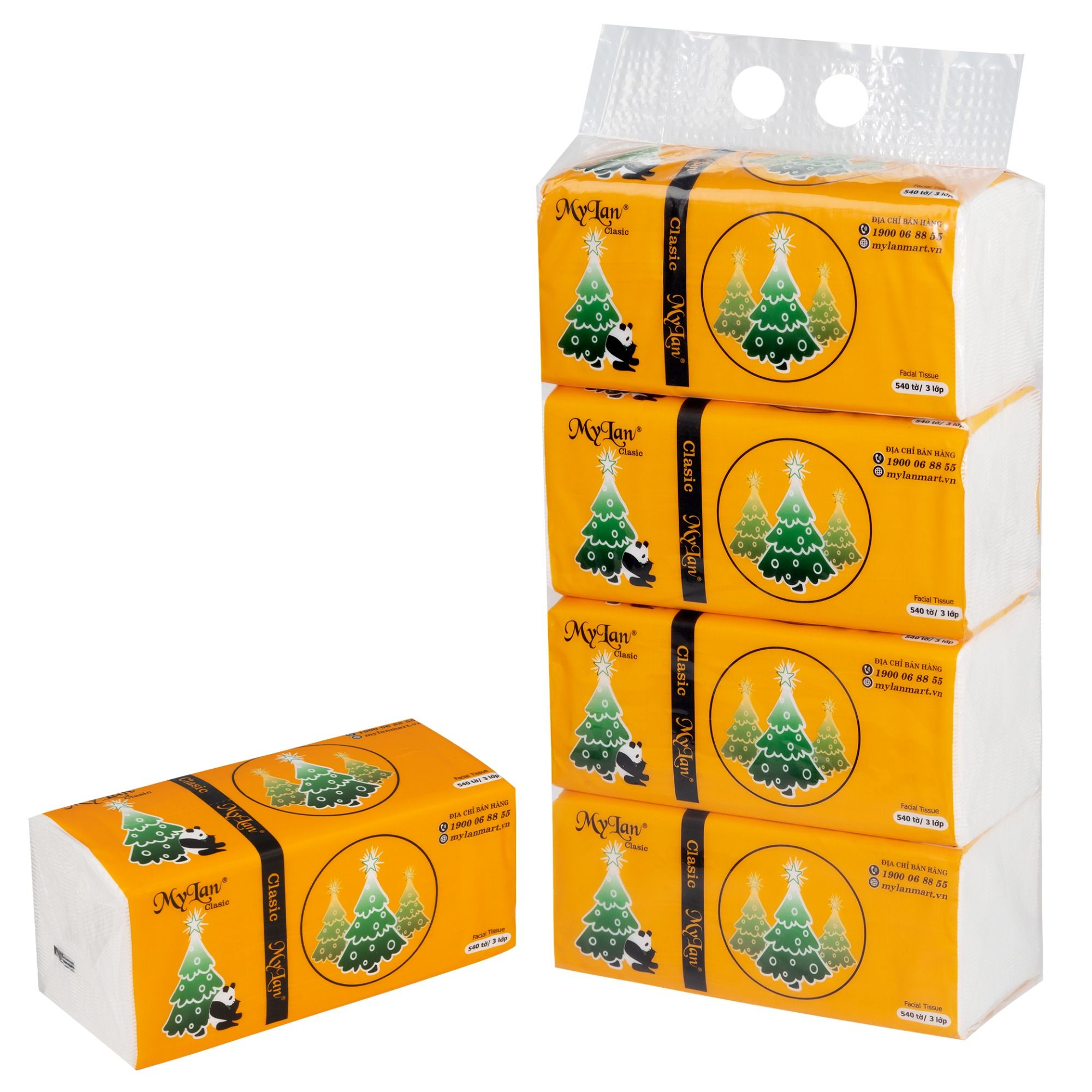  Khăn giấy rút MyLan gấu thông, 4 gói/lốc 
