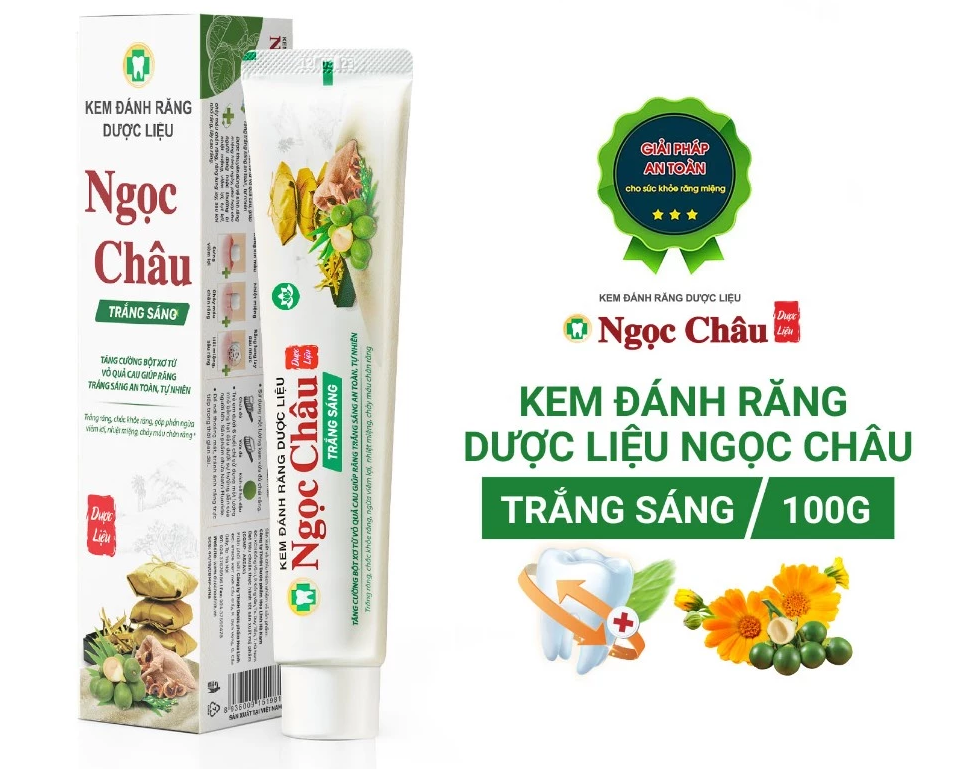  Kem Đánh Răng Dược Liệu Ngọc Châu Trắng Sáng 100g 
