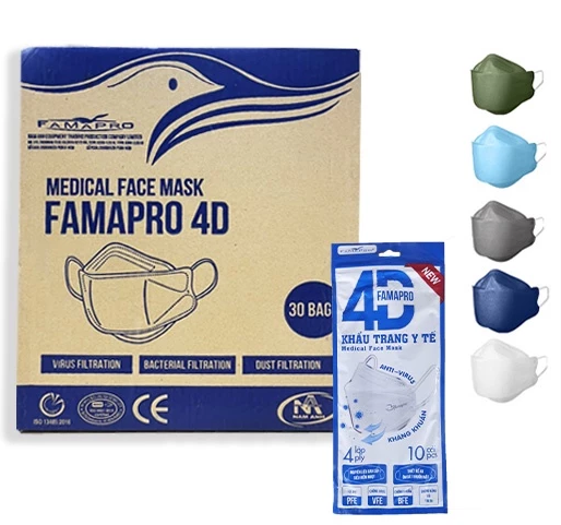  Khẩu trang 4 lớp FAMAPRO 4D túi 10 cái tiêu chuẩn 