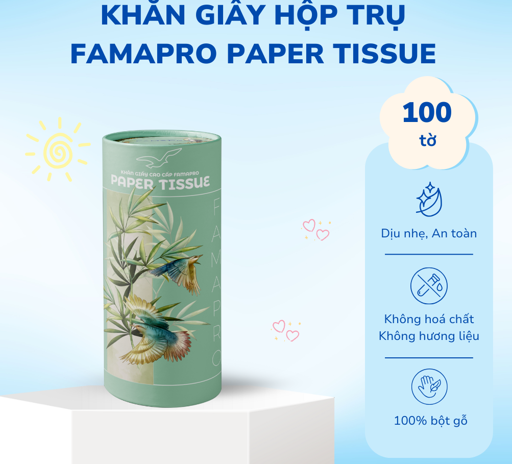  Khăn giấy cao cấp Famapro Paper Tissue (Hình trụ) 