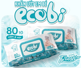  Khăn ướt cao cấp Ecobi gói 80 tờ không mùi 