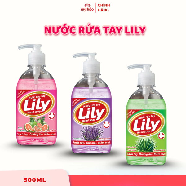  Nước Rửa Tay Dưỡng Ẩm Lily Mỹ Hảo Chiết Xuất Thiên Nhiên, Sạch Khuẩn An Toàn Chai 500 ML 
