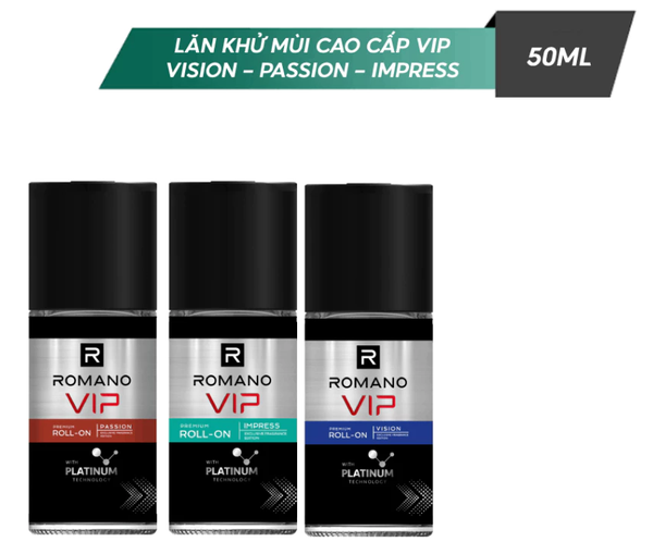  Lăn khử mùi nam cao cấp Romano VIP Passion / Vision / Impress 50ml 