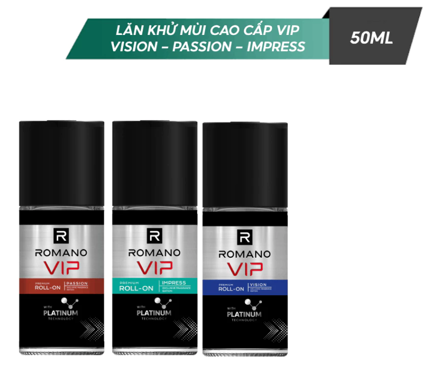  Lăn khử mùi nam cao cấp Romano VIP Passion / Vision / Impress 50ml 