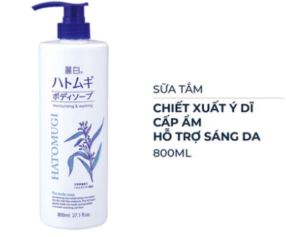  Sữa Tắm Hatomugi Dưỡng Ẩm Chiết Xuất Ý Dĩ 800 ml 