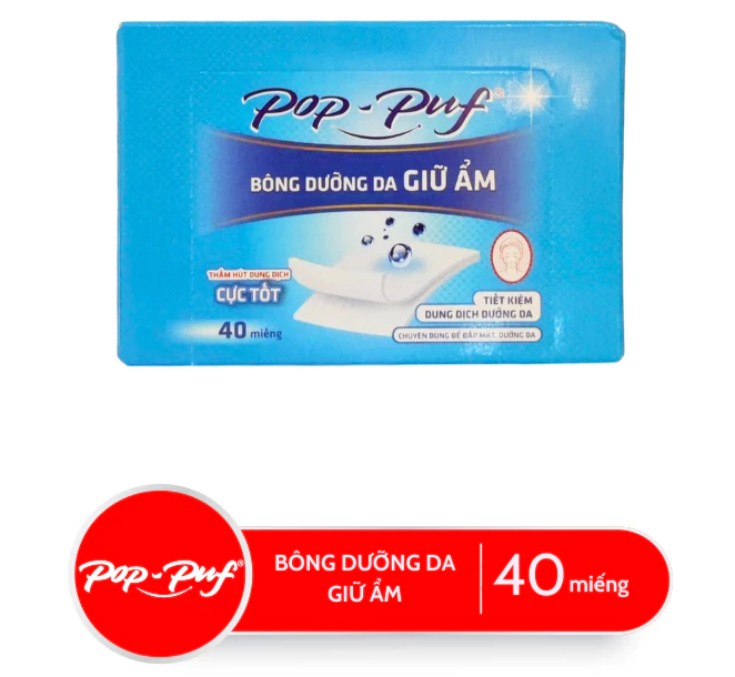  Bông Đắp Toner Dưỡng Da Giữ Ẩm POP-PUF Airlaid, 40 Miếng/Hộp 