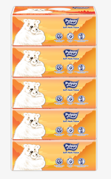  Khăn Giấy Rút Pulppy Polar Bear 100 Tờ 