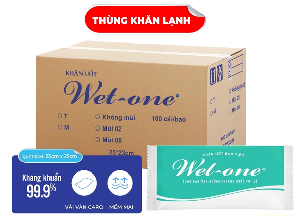  Thùng 1200 Cái Khăn Lạnh (Xanh Ngọc) WET-ONE - Vải Không Dệt Mềm Mại, Vân Caro 