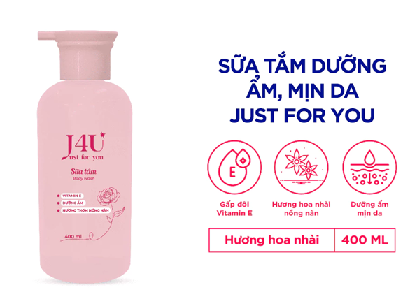  Sữa Tắm Dưỡng Ẩm Mịn Da Sizen Just For You 400ml – Gấp đôi Vitamin E, thơm hoa nhài trên da 