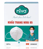  Khẩu Trang Niva 95 Hộp 10 Chiếc Ngăn Giọt Bắn, Lọc Vi Khuẩn, Không Gây Kích Ứng Da 