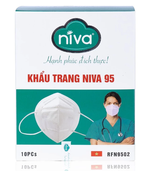  Khẩu Trang Niva 95 Hộp 10 Chiếc Ngăn Giọt Bắn, Lọc Vi Khuẩn, Không Gây Kích Ứng Da 