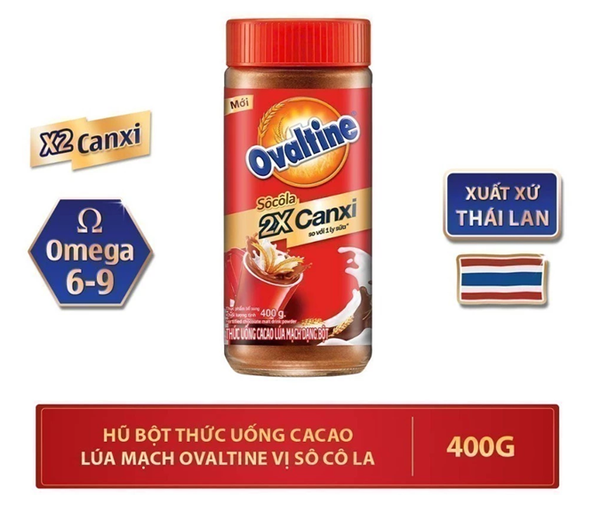  Bột Thức Uống Cacao Lúa Mạch Ovaltine Vị Sô Cô La 400G 