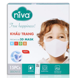  Khẩu Trang 3D Trẻ Em NIVA Hộp 15 Cái Cấu Trúc 3 Lớp Ngăn Bụi Mịn Kháng Khuẩn Cao Cấp Cho Bé Từ 1-6 Tuổi 