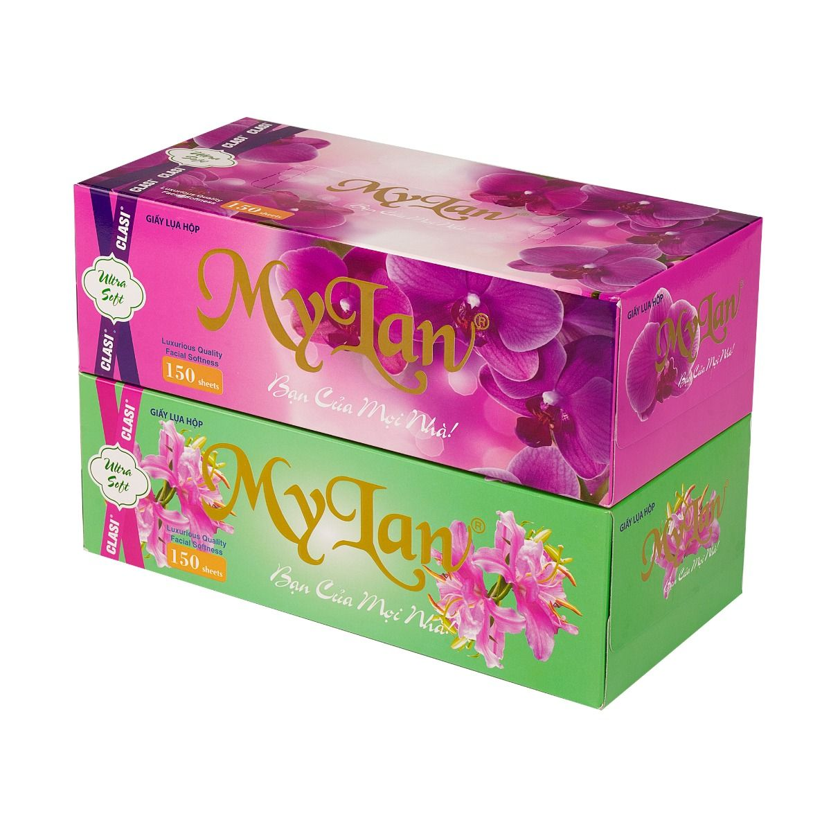  Rút hộp cao cấp hoa lan MyLan 3 lớp, 150 tờ/hộp 