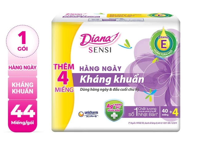  Băng vệ sinh Diana Sensi hàng ngày kháng khuẩn 40 miếng/gói 