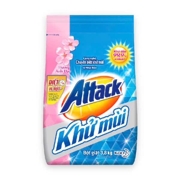  Bột giặt Attack Khử Mùi Anh đào/ Sàng khoái 3.8 kg 