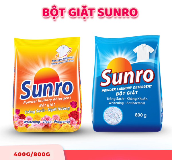  Bột Giặt Trắng Sáng Ngát Hương Sunro Mỹ Hảo Sạch Mùi Ẩm Mốc Do Thời Tiết Túi 400-800 g 