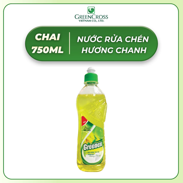  Nước Rửa Chén Greenex 750g Hương Chanh – Sạch Dầu Mỡ Hiệu Quả, Dịu Nhẹ Da Tay, Hương Thiên Nhiên 