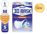  Khẩu trang ngăn khói bụi Unicharm 3D Mask Super Fit size M gói 5 cái 
