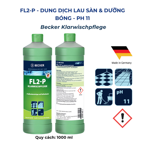  Nước lau sàn & dưỡng bóng Becker FL2-P - pH 8.5 (Nhập khẩu Đức) 