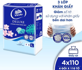  Khăn giấy rút Vinda Deluxe 3 lớp 110 tờ size L (Lốc 4 Gói) 