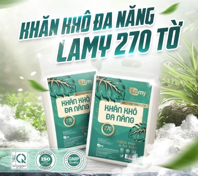  Khăn vải khô đa năng Lamy túi 270 tờ không mùi 