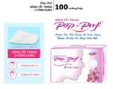  Bông Tẩy Trang 2 Công Dụng POP-PUF 100 Miếng/Hộp Bông Cotton Mềm Mại Dịu Nhẹ Cho Da 