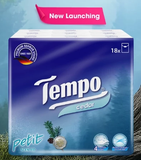 [LỐC 18 GÓI] Khăn Giấy Bỏ Túi Cao Cấp Tempo Petit - 4 Lớp Bền Dai, Được Kiểm Nghiệm Da Liễu - Thương Hiệu Đức 