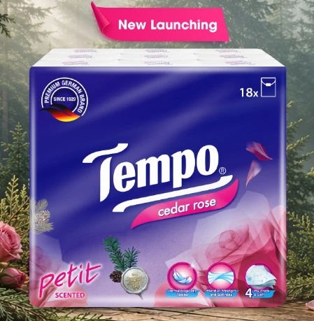  [LỐC 18 GÓI] Khăn Giấy Bỏ Túi Cao Cấp Tempo Petit - 4 Lớp Bền Dai, Được Kiểm Nghiệm Da Liễu - Thương Hiệu Đức 