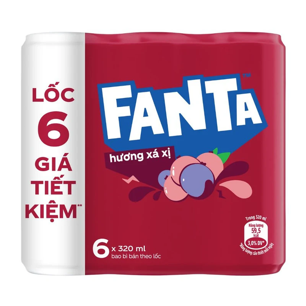  Nước ngọt Fanta hương xá xị lon cao 320ml lốc 6 lon 