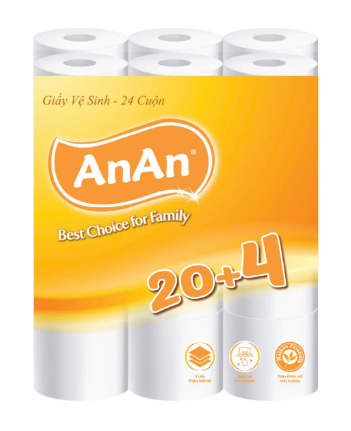  Giấy Lụa Cuộn AnAn 20+4 Cuộn  3 lớp 