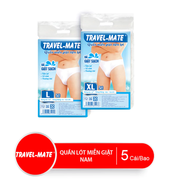  Quần Lót Miễn Giặt Tiện Lợi TRAVEL-MATE Nam, 5 Cái/Bao - Quần Lót Nam 