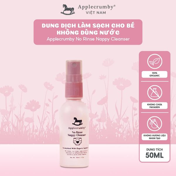  Dung dịch làm sạch cho bé không dùng nước Applecrumby No Rinse Nappy Cleanser 50ml 