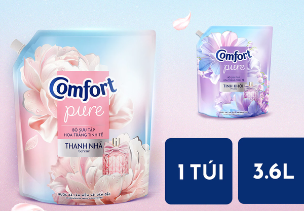  Nước Xả Vải Comfort Hoa Trắng Thanh Nhã Túi 1.7-3.6L 