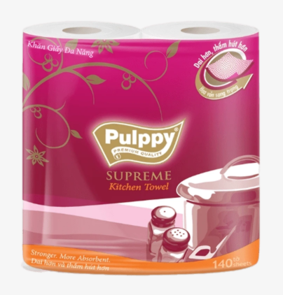  Khăn giấy đa năng Pulppy Supreme 2 lớp (2 cuộn – 140 tờ) 