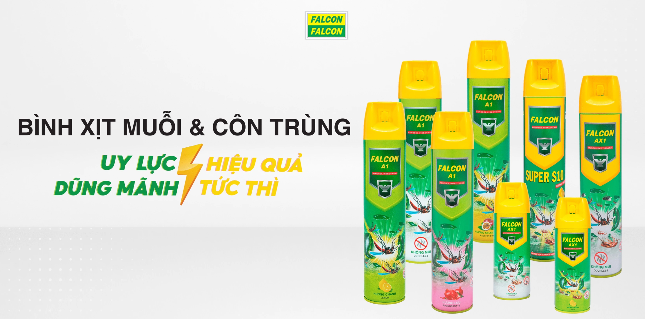  Bình xịt muỗi FALCON A1 600ml hương chanh dây + Tặng thêm 60ml 