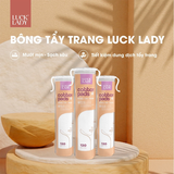  Bông tẩy trang Luck Lady dạng túi rút 120 miếng, kích thước bông 58mm, mềm mịn, làm sạch da, an toàn cho da 