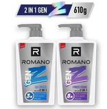  Tắm gội cho nam 2in1 cho nam / Dầu gội nam Romano Gen Z hương Sea Breeze/ Forest Cedar 610g / chai - 