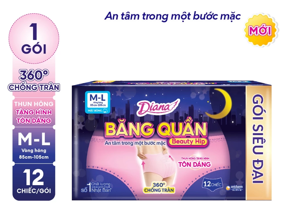  Diana Băng Quần Beauty Hip size M-L 12 chiếc/gói 