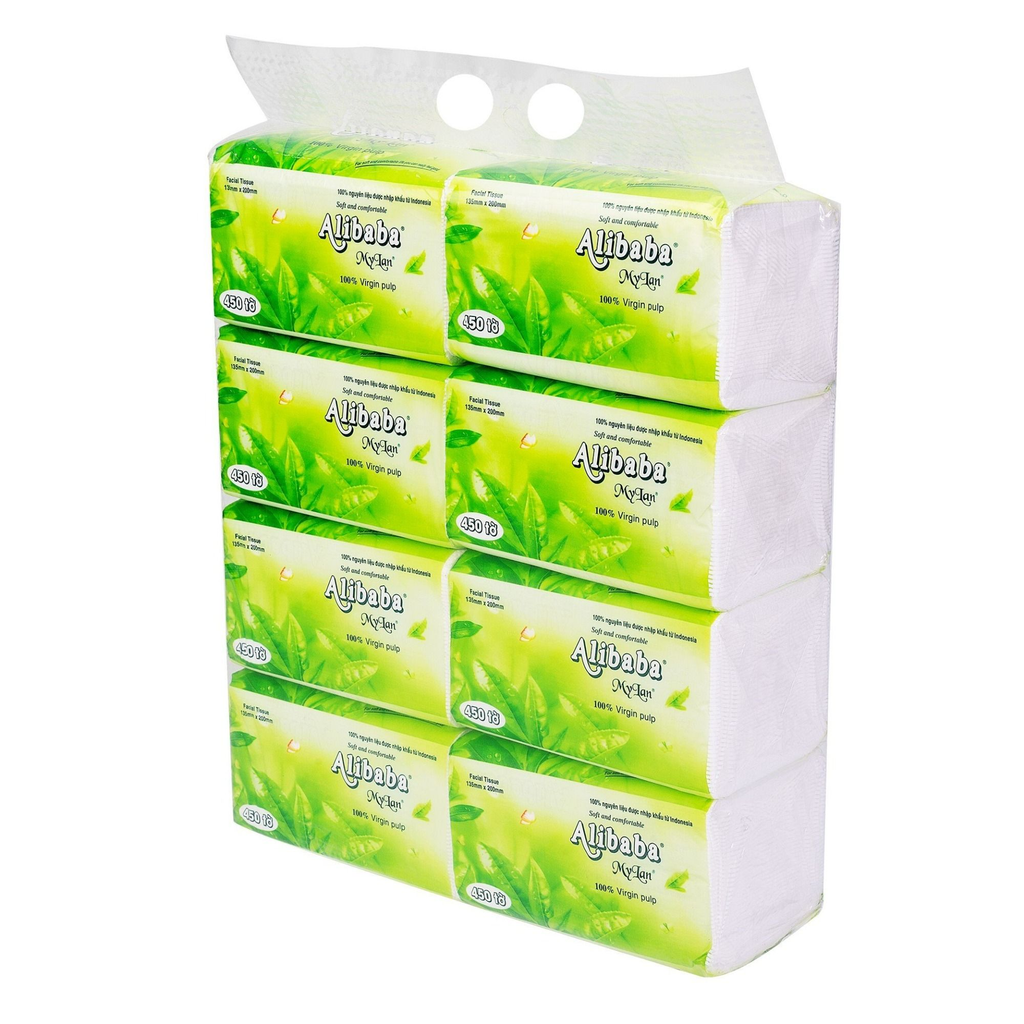  Khăn giấy rút Alibaba trà xanh, 8 gói/lốc 