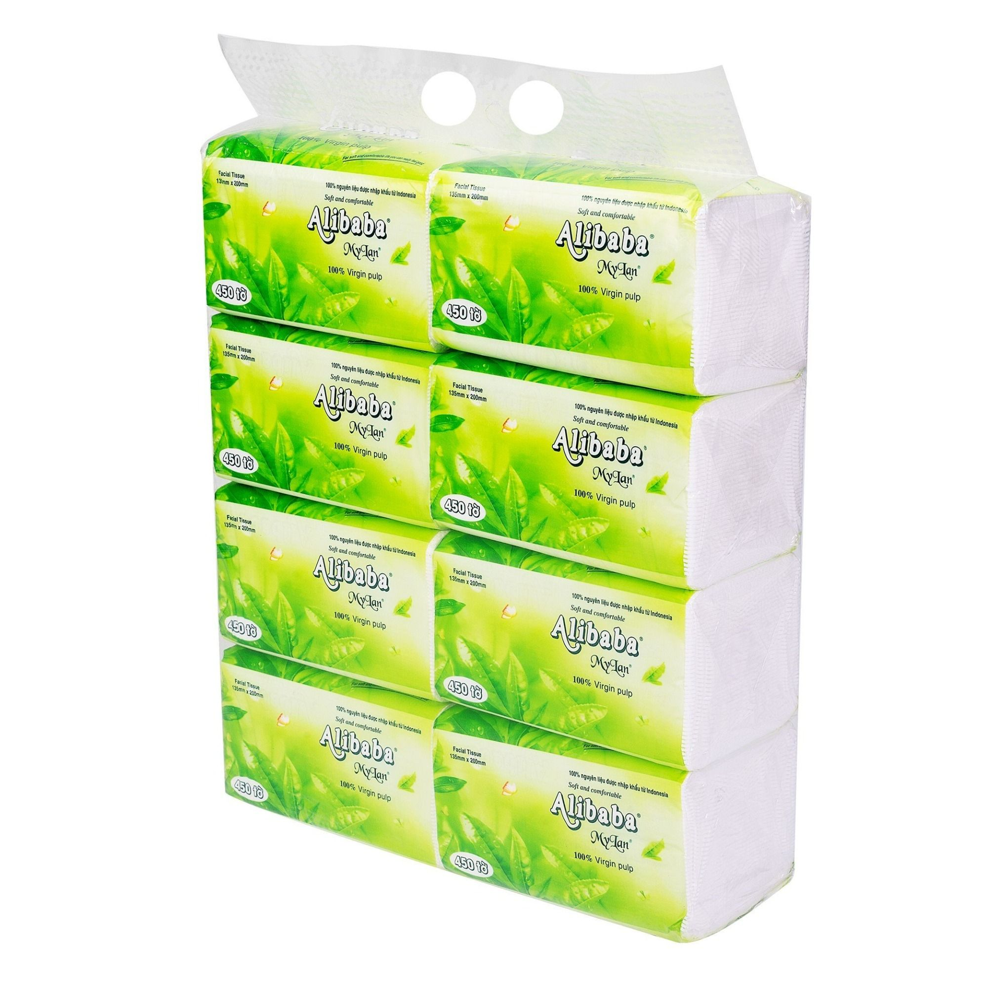  Khăn giấy rút Alibaba trà xanh, 8 gói/lốc 