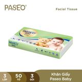  Khăn Giấy Rút Cho Bé PASEO Baby Mềm Mịn An Toàn Cho Da Nhạy Cảm (3 Lớp) 